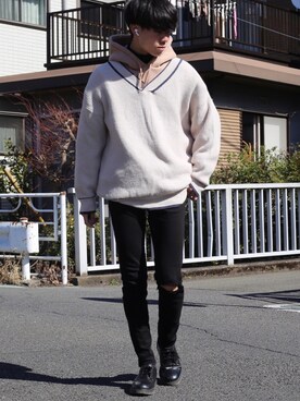 パーカーを使った ダメージジーンズ の人気ファッションコーディネート Wear