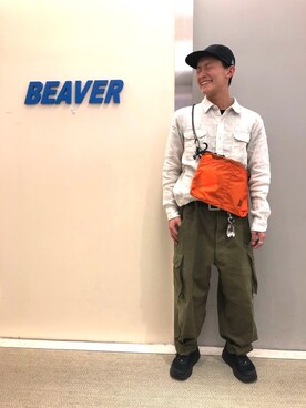 「and wander（アンドワンダー）のアイテム（帽子）」を使った、Tsukaさん（メンズ・169cm）の春コーディネート