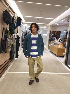 「MANASTASH（マナスタッシュ）のアイテム（カーディガン/ボレロ）」を使った、Tsukaさん（メンズ・170cm）の秋コーディネート
