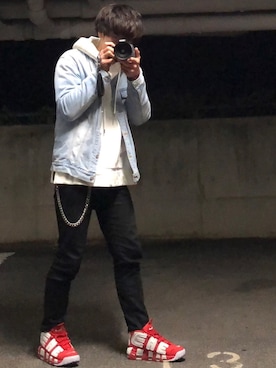 「UNIQLO（ユニクロ）のWOMEN ウルトラストレッチジーンズ（デニムパンツ）」を使った、せっきーさん（メンズ・174cm）の冬コーディネート