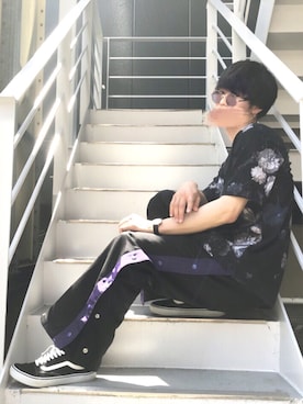 「カラーサングラス」｜「アイテム（その他）」を使った、せっきーさん（メンズ・174cm）の夏コーディネート