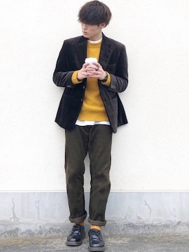 「STUDIOUS（ステュディオス）のアイテム（レッグウェア）」を使った、せっきーさん（メンズ・174cm）の秋コーディネート