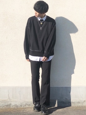 「STUDIOUS（ステュディオス）のアイテム（スウェット）」を使った、せっきーさん（メンズ・174cm）の冬コーディネート