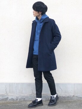 「アイテム（ステンカラーコート）」を使った、せっきーさん（メンズ・174cm・20代）の秋コーディネート