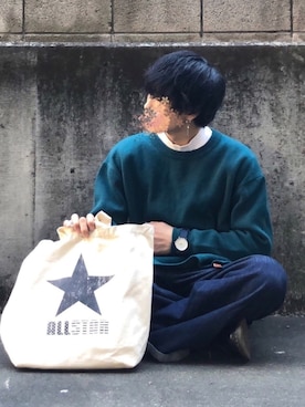 「CONVERSE（コンバース）のアイテム（トートバッグ）」を使った、せっきーさん（メンズ・174cm）の秋コーディネート