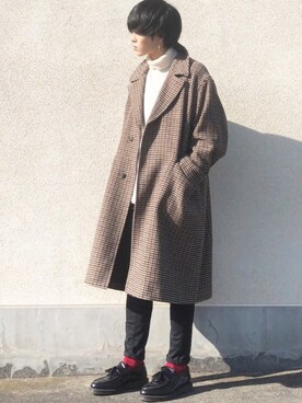 「アイテム（ステンカラーコート）」を使った、せっきーさん（メンズ・174cm・20代）の秋コーディネート