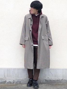 「アイテム（ステンカラーコート）」を使った、せっきーさん（メンズ・174cm・20代）の秋コーディネート