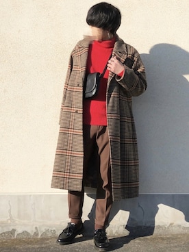 「アイテム（ステンカラーコート）」を使った、せっきーさん（メンズ・174cm・20代）の冬コーディネート