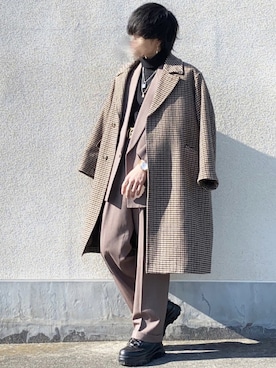 「アイテム（ステンカラーコート）」を使った、せっきーさん（メンズ・174cm・20代）の冬コーディネート