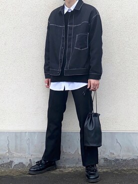 「ステッチ」｜「アイテム（ブルゾン）」を使った、せっきーさん（メンズ・174cm）の冬コーディネート