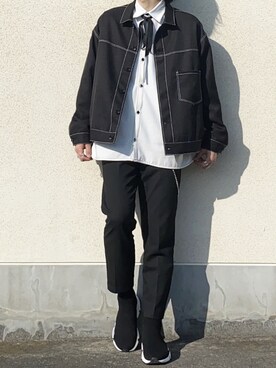「ステッチ」｜「アイテム（ブルゾン）」を使った、せっきーさん（メンズ・174cm）の春コーディネート
