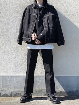「ステッチ」｜「アイテム（ブルゾン）」を使った、せっきーさん（メンズ・174cm）の春コーディネート