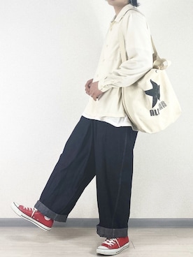 「CONVERSE（コンバース）のアイテム（トートバッグ）」を使った、せっきーさん（メンズ・174cm）の春コーディネート