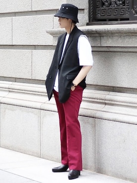 「soe（ソーイ）のアイテム（その他パンツ）」を使った、せっきーさん（メンズ・174cm）の夏コーディネート