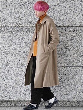 「アイテム（ステンカラーコート）」を使った、せっきーさん（メンズ・174cm・20代）の秋コーディネート