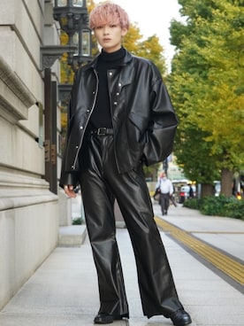「RYO TAKASHIMA（リョウタカシマ）のアイテム（ライダースジャケット）」を使った、せっきーさん（メンズ・174cm）の秋コーディネート