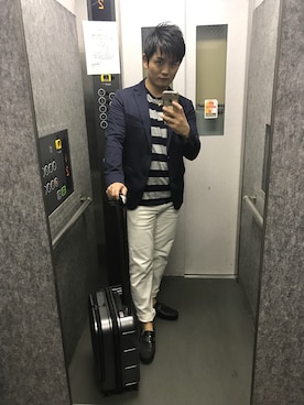 「COMME　CA COMMUNE（コムサコミューン）のアイテム（テーラードジャケット）」を使った、KATSUさん（メンズ・170cm）の春コーディネート