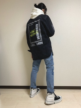 「春めきシューズ」｜「アイテム（デニムジャケット）」を使った、Zeo Đa Artistさん（メンズ・168cm）の春コーディネート