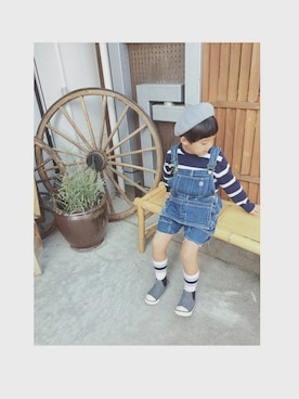 「ハグマグ」｜「アイテム（ハンチング/ベレー帽）」を使った、そふとくりん♥︎さん（キッズ・110cm）の秋コーディネート