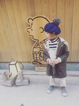 「ハグマグ」｜「アイテム（オールインワン・サロペット）」を使った、そふとくりん♥︎さん（キッズ・110cm）の冬コーディネート