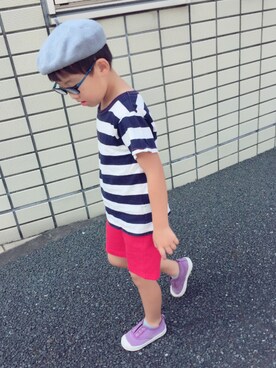 「ハグマグ」｜「アイテム（ハンチング/ベレー帽）」を使った、そふとくりん♥︎さん（キッズ・120cm）の夏コーディネート