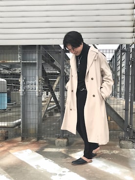 「tk.TAKEO KIKUCHI」｜「アイテム（トレンチコート）」を使った、tk.TAKEO KIKUCHI 長崎アミュプラザ店さん（メンズ・178cm）の秋コーディネート