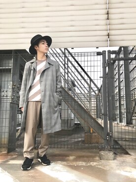 「tk.TAKEO KIKUCHI」｜「アイテム（ステンカラーコート）」を使った、tk.TAKEO KIKUCHI 長崎アミュプラザ店さん（メンズ・178cm）の冬コーディネート