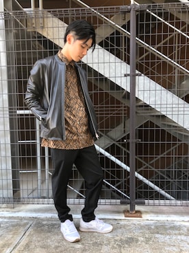 「tk.TAKEO KIKUCHI（ティーケータケオキクチ）のアイテム（ライダースジャケット）」を使った、tk.TAKEO KIKUCHI 長崎アミュプラザ店さん（メンズ・178cm）の夏コーディネート