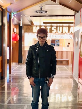 「tk.TAKEO KIKUCHI」｜「アイテム（ライダースジャケット）」を使った、tk.TAKEO KIKUCHI 長崎アミュプラザ店さん（メンズ・178cm）の冬コーディネート