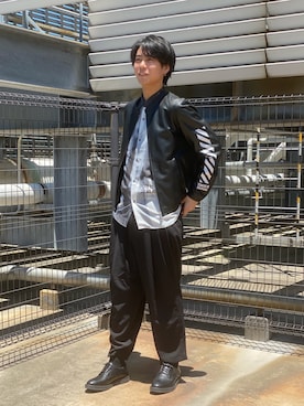 「tk.TAKEO KIKUCHI」｜「アイテム（ライダースジャケット）」を使った、tk.TAKEO KIKUCHI 長崎アミュプラザ店さん（メンズ・178cm）の夏コーディネート