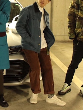 「オールドスクール」｜「アイテム（カバーオール）」を使った、Takuro  Matsuoさん（メンズ・175cm）の冬コーディネート