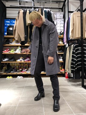 「Danke schon」｜「アイテム（ステンカラーコート）」を使った、natsushiさん（メンズ・175cm）の冬コーディネート