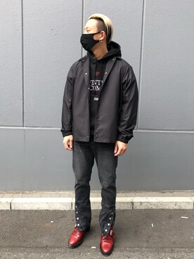 「原宿」｜「アイテム（パーカー）」を使った、natsushiさん（メンズ・175cm）の冬コーディネート