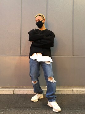 「原宿」｜「アイテム（スウェット）」を使った、natsushiさん（メンズ・175cm）の春コーディネート