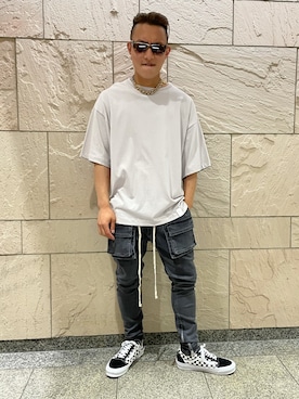 「原宿」｜「アイテム（カーゴパンツ）」を使った、natsushiさん（メンズ・175cm）の夏コーディネート