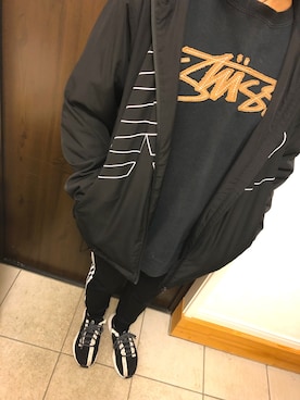 「真っ黒コーデ」｜「アイテム（ジャケット/アウター）」を使った、souru2002さん（レディース・157cm）の秋コーディネート
