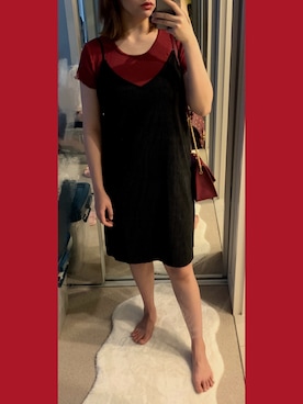 「アイテム（トートバッグ、レッド系）」を使った、Kentさん（レディース・170cm）の冬コーディネート