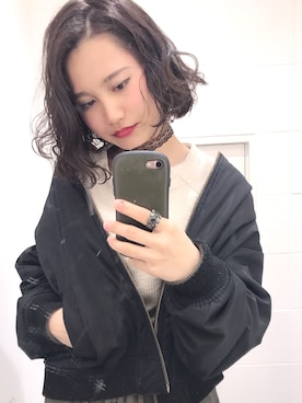 「RETRO GIRL（レトロガール）のアイテム（MA-1）」を使った、CHIHONさん（レディース・158cm）の冬コーディネート