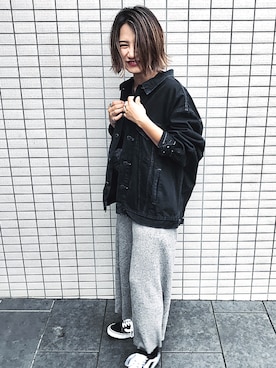 「ストリートカジュアル」｜「アイテム（デニムジャケット）」を使った、CHIHONさん（レディース・158cm）の秋コーディネート
