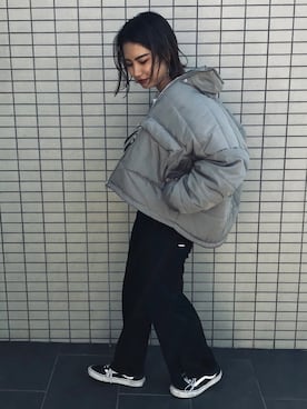 「ストリート服が好き」｜「アイテム（ダウンジャケット/コート）」を使った、CHIHONさん（レディース・158cm）の秋コーディネート