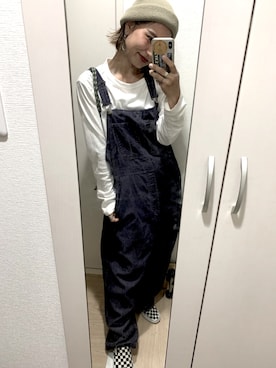 「L.L.Bean（エルエルビーン）のアイテム（サロペット/オーバーオール）」を使った、CHIHONさん（レディース・158cm）の秋コーディネート