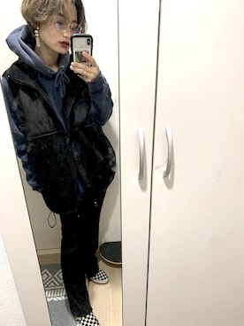 「CHAPS（チャップス）のアイテム」を使った、CHIHONさん（レディース・158cm）の冬コーディネート