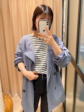 「おとなコーデ」｜「アイテム（トレンチコート）」を使った、hazukinoさん（レディース・155cm）の春コーディネート