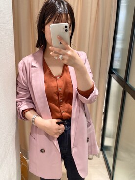 「アイテム（カーディガン/ボレロ、ブラウン系）」を使った、hazukinoさん（レディース・155cm）の春コーディネート