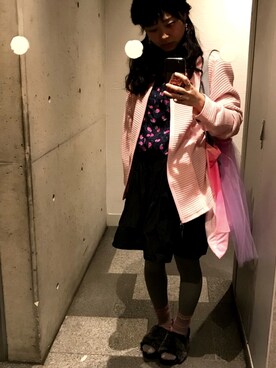 「原宿」｜「アイテム（ハンチング/ベレー帽）」を使った、ゆびさん（レディース・157cm）の春コーディネート