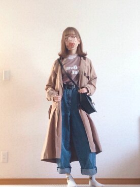 「RETRO GIRL（レトロガール）のアイテム（トレンチコート）」を使った、みずきさん（レディース・154cm）の春コーディネート