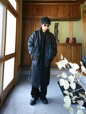 「my beautiful landlet（マイビューティフルランドレット）のアイテム（ステンカラーコート）」を使った、Yさん（メンズ・170cm）の冬コーディネート