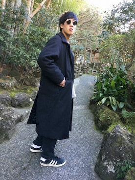 「my beautiful landlet（マイビューティフルランドレット）のアイテム（ステンカラーコート）」を使った、Yさん（メンズ・170cm）の冬コーディネート