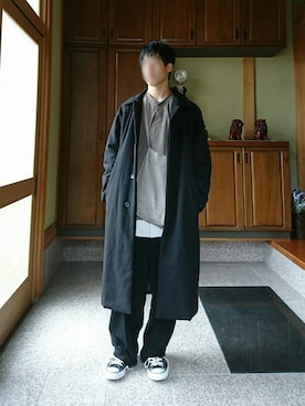 「my beautiful landlet（マイビューティフルランドレット）のアイテム（ステンカラーコート）」を使った、Yさん（メンズ・170cm）の秋コーディネート