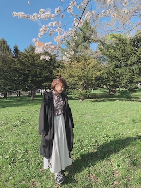 「AS KNOW AS PINKY（アズノゥアズピンキー）のアイテム（モッズコート）」を使った、おやつさん（レディース・159cm）の春コーディネート